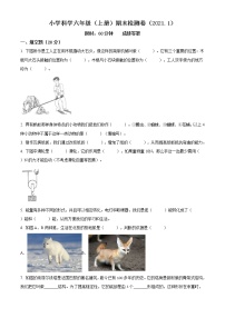 2020-2021学年浙江省嘉兴市南湖区教科版六年级上册期末测试科学试卷