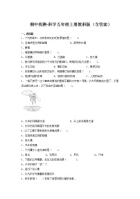 教科版五年级上册科学期中试卷1（含答案）