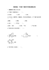 教科版一年级下册科学期末测试卷A4版打印