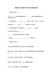 教科版(2017秋)五年级科学下册 期末模拟试卷(含答案)