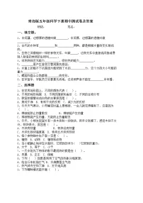 青岛版五年级科学下册期中测试卷及答案