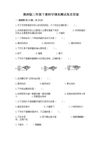 教科版三年级下册科学期末测试卷A4版