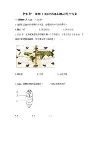 教科版三年级下册科学期末测试卷及答案