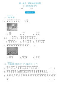 小学科学教科版 (2017)二年级上册5.各种各样的天气课后作业题