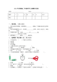 新苏教版科学二年级上学期期末试卷(含答案)