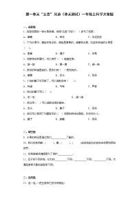 小学科学大象版 (2017)一年级上册1 “五官” 兄弟单元测试课后作业题