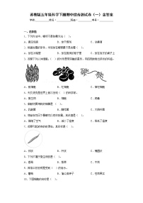 苏教版五年级科学下册期中综合测试卷（一）含答案