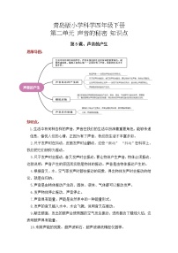 2022-2023学年青岛版科学四年级下册单元复习讲义：第二单元 声音的秘密（知识点清单）