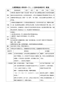 人教鄂版科学一年级下册同步表格式教案(全册)