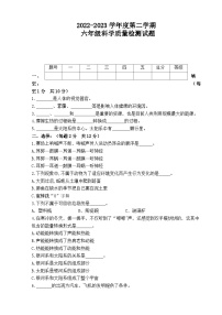 2022-2023学年六年级科学下册期末模拟卷一（青岛版）