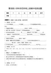 青岛版科学四年级上册 期中（试卷）期中检测D卷+答案