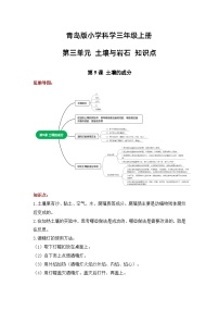 【期中知识复习】青岛版科学（六三制）三年级上册-第三单元《土壤与岩石》知识点学案+思维导图