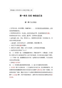 【期中知识复习】青岛版科学（六三制）五年级上册-第一单元《光》单元知识点讲义