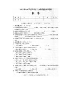 湖南省邵阳市隆回县街道学校联考2023-2024学年五年级上学期期中考试科学试题