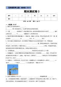 教科版（2017）科学五年级上期末测试卷 3