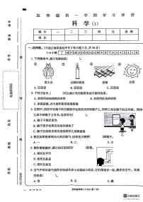 山东省德州市宁津县宁津县第二实验小学2023-2024学年五年级上学期10月月考科学试题