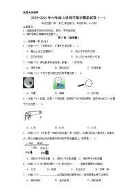 2023-2024年六年级上册科学（粤教粤科版）  期末模拟试卷（一）（含解析）