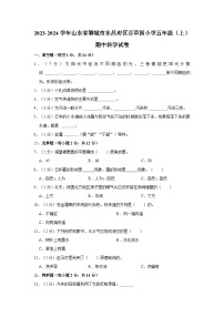 山东省聊城市东昌府区百草园小学2023-2024学年五年级上学期期中考试科学试题