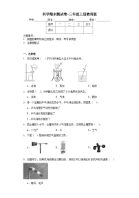 科学期末测试卷-三年级上册教科版