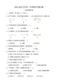 湖北省荆州市石首市2023-2024学年五年级上学期1月期末科学试题