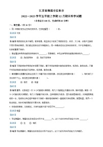 2022-2023学年江苏省南通市启东市教科版五年级上册期末考试科学试卷