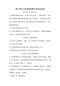 冀人版四年级科学上册第二单元 《声音的世界》（知识点总结）