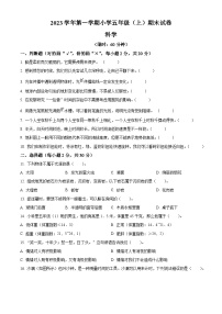 2023-2024学年浙江省湖州市长兴县教科版五年级上册期末考试科学试卷（原卷+解析）