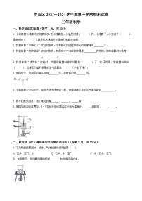 2023-2024学年湖北省武汉市洪山区教科版三年级上册期末考试科学试卷（原卷版+解析版）