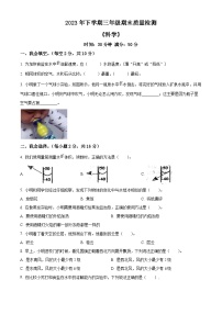 2023-2024学年湖南省娄底市涟源市教科版三年级上册期末考试科学试卷（原卷版+解析版）