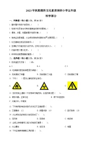 2023-2024学年河南省南阳市方城县大象版五年级上册期末考试科学试卷（原卷版+解析版）