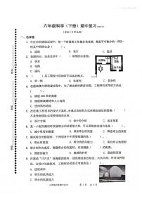 广东省深圳市罗湖区2023-2024学年六年级下学期4月期中科学试题