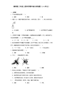 2024年秋湘科版三年级上册 科学期中综合训练题（1-3单元）（含答案）