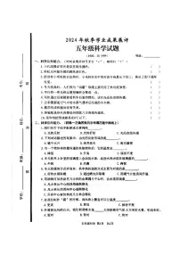 山东省枣庄市滕州市2024-2025学年五年级上学期期中科学试题