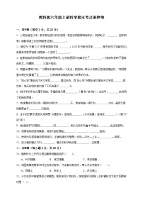 教科版六年级上册科学期末考点密押卷（A3+A4+pdf+解析）