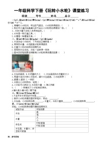 小学科学苏教版（2024）一年级下册（2017）5.玩转小水轮同步测试题