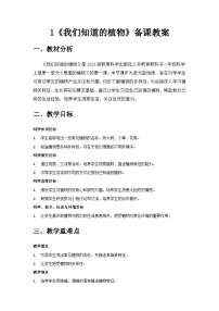 小学科学教科版（2024）一年级上册（2024）我们知道的植物精品教学设计