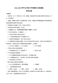 2024-2025学年五年级科学下学期期末全真模拟试卷（教科版+含答案解析）