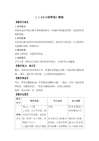 科学一年级上册（2024）小小科学家教学设计