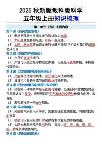 【2025秋新版】教科版科学五年级上册期末知识点梳理