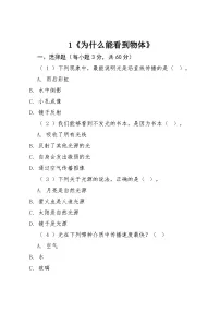小学科学粤教粤科版（2024）六年级上册为什么能看到物体课后作业题