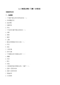 小学科学青岛版（六三制）(2024)三年级上册（2024）4 哺乳动物综合训练题