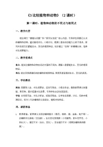 冀人版（2024）一年级下册（2024）比较植物和动物教学设计及反思