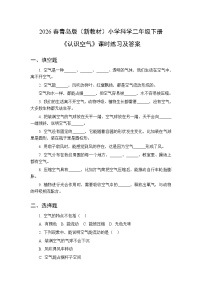 小学科学青岛版（六三制）(2024)二年级下册（2024）4 认识空气随堂练习题