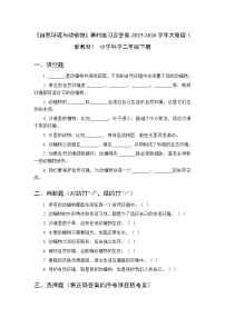 小学科学大象版（2024）二年级下册（2024）第四单元 共同的家园2 自然环境鱼动植物课后练习题