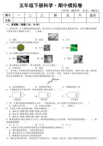 教科版科学【期中模拟卷】练习及答案五年级下册