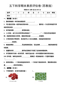 苏教版科学【期末素质评估卷】练习及答案五年级下册