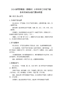 2026春季苏教版（新教材）小学科学二年级下册各单元知识点复习要点梳理