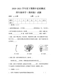 教科版(2017秋)四年级科学下册期中素质测试题（含答案）