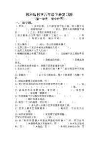 小学科学教科版六年级下册第一单元 微小世界综合与测试同步达标检测题