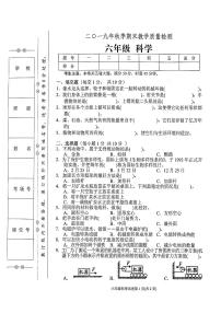 教科版2019年秋季六年级上册科学期末教学质量检测卷（无答案）